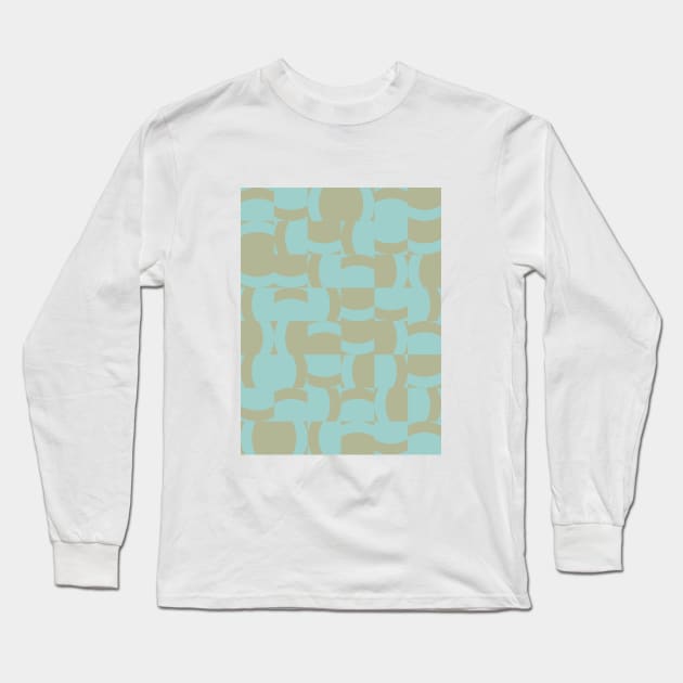 Green and Ochre Tiles Pattern Long Sleeve T-Shirt by Dez53